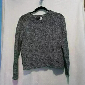 Divided size S black and white merle cropped sweater long sleeve acrylic